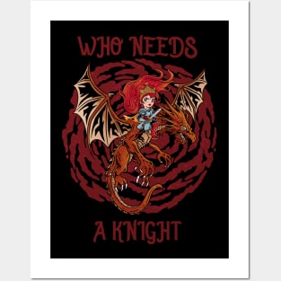 Fierce Royalty: Tough Princess and Her Dragon Steed Posters and Art